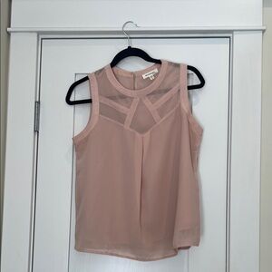 Monteau Blush Pink Sheer Yoke Sleeveless Camisole